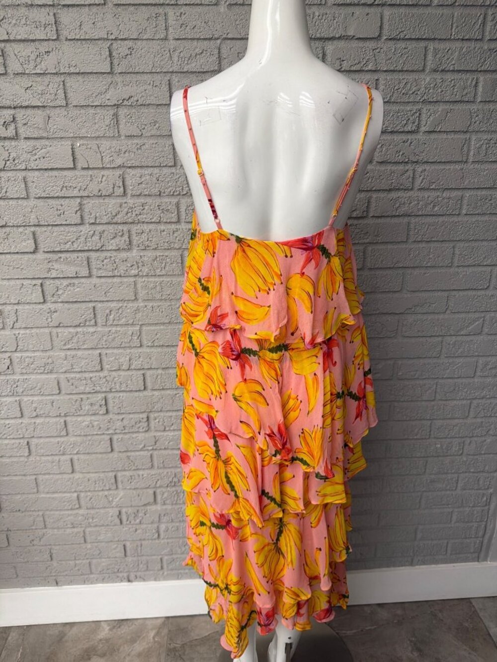 Farm Rio Banana Taste Tiered Midi Dress Size S - Picture 4 of 12